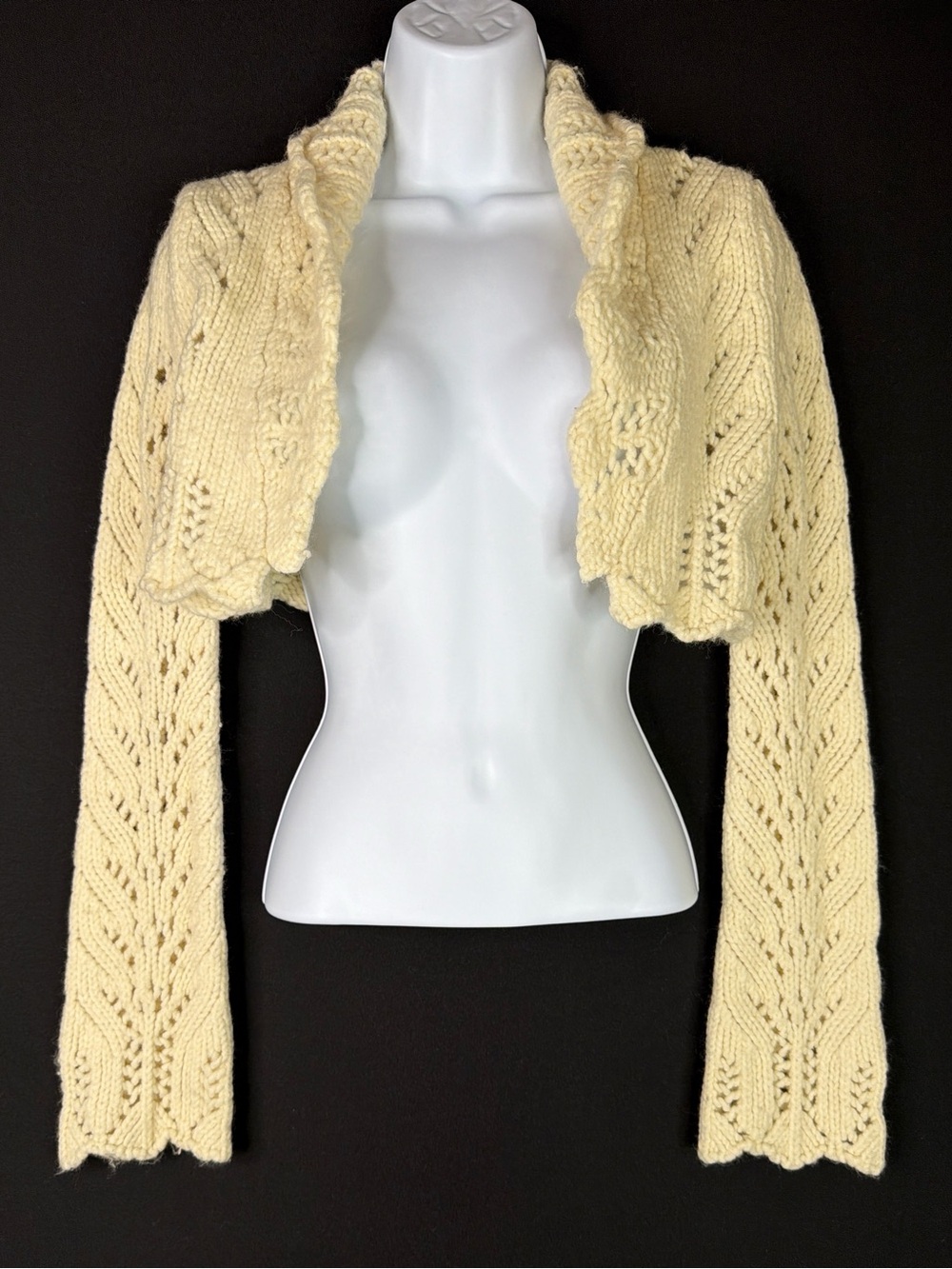 Guess Jeans Wool Blend Cream Knit Open-Front Women's Shrug Sweater